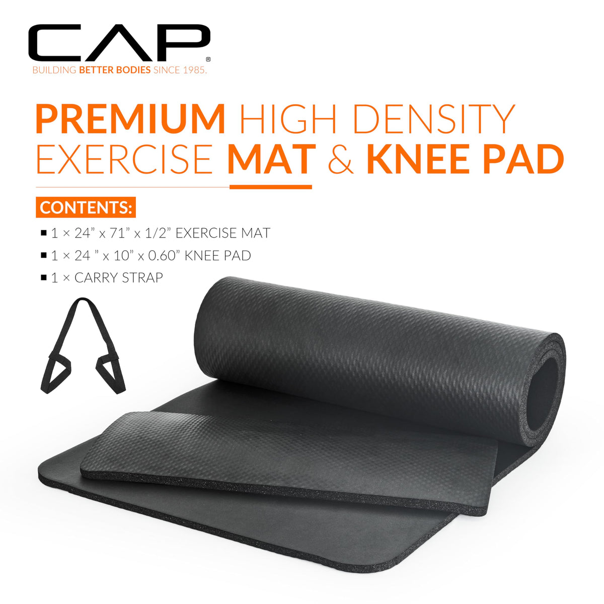 CAP Barbell 1/2-Inch High Density Exercise Yoga Mat with Strap | Multiple Options – view 16