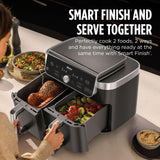 Ninja DualZone Air Fryer, 8 Qt/7.6L, 6-in-1, Grey, DZ801C | Air fry, broil, roast, bake, reheat, dehydrate, 2x4 Qt/3.8L zones, Smart Finish, Match Cook