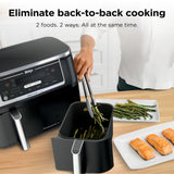 Ninja DualZone Air Fryer, 8 Qt/7.6L, 6-in-1, Grey, DZ801C | Air fry, broil, roast, bake, reheat, dehydrate, 2x4 Qt/3.8L zones, Smart Finish, Match Cook
