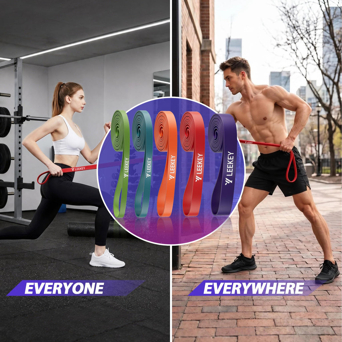 LEEKEY Resistance Bands, Exercise Bands Pull Up Assist Bands - Workout Bands Set - Mobility Band Powerlifting Bands for Men and Women Fitness Training, Physical Therapy,Home Workouts