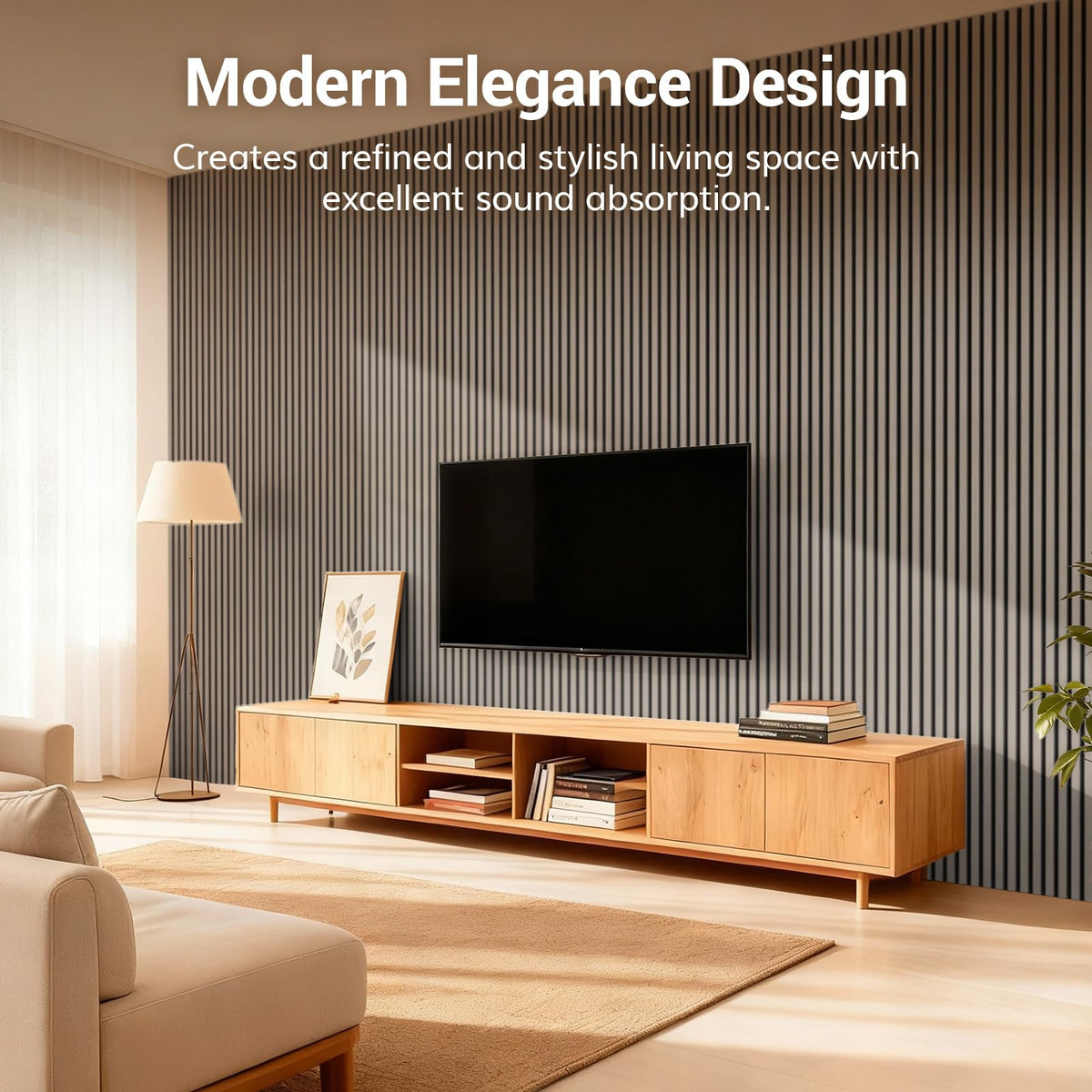 TONOR 4 Pack Acoustic Panels, Wood Panels for Walls, 47.2" x 23.6" Panneau Acoustique Mural, Flexible Slat Wall Panel for Home, Studio, Office, Brown