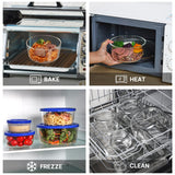 Vtopmart 8 Pack Glass Food Storage Containers with Lids, Grey | Meal Prep Containers, Airtight Lids for Leftover, On-the-go, Safe for Microwave, Oven, Freezer and Dishwasher