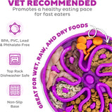 Outward Hound Fun Feeder Slo Bowl, Flower Pattern, Purple, Large, 11.8" | Slows Fast Eaters, Can Aid Digestion, Holds 4 Cups Dry or Wet Food, Non-Slip Base, Easy Clean, No BPA, Medium to Large Dogs