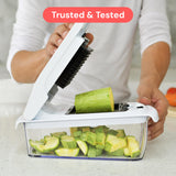 Fullstar Pro Original - Vegetable Chopper, Cutter & Spiralizer - 4 Blades | Onion, Salad & Veggie Dicer - Fast Food Prep Kitchen Gadgets & Cooking Gifts (4-in-1, White)