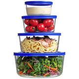 Vtopmart 8 Pack Glass Food Storage Containers with Lids, Grey | Meal Prep Containers, Airtight Lids for Leftover, On-the-go, Safe for Microwave, Oven, Freezer and Dishwasher