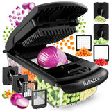 Fullstar Pro Original - Vegetable Chopper, Cutter & Spiralizer - 4 Blades | Onion, Salad & Veggie Dicer - Fast Food Prep Kitchen Gadgets & Cooking Gifts (4-in-1, White)