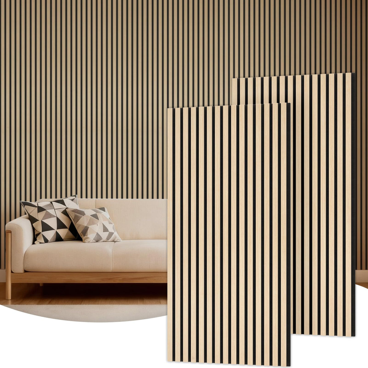 TONOR 4 Pack Acoustic Panels, Wood Panels for Walls, 47.2" x 23.6" Panneau Acoustique Mural, Flexible Slat Wall Panel for Home, Studio, Office, Brown – view 8