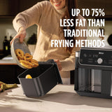 Ninja DualZone Air Fryer, 8 Qt/7.6L, 6-in-1, Grey, DZ801C | Air fry, broil, roast, bake, reheat, dehydrate, 2x4 Qt/3.8L zones, Smart Finish, Match Cook