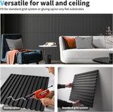 Art3d Slat Wall Panel, 3D Fluted Textured Panel 12-Tile 19.7 x 19.7in. - Black