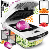 Fullstar Pro Original - Vegetable Chopper, Cutter & Spiralizer - 4 Blades | Onion, Salad & Veggie Dicer - Fast Food Prep Kitchen Gadgets & Cooking Gifts (4-in-1, White)