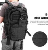 ProCase Tactical Backpack 42L Large Rucksack 3 Day Outdoor Military Army Assault Pack Go Bag Backpacks -Black