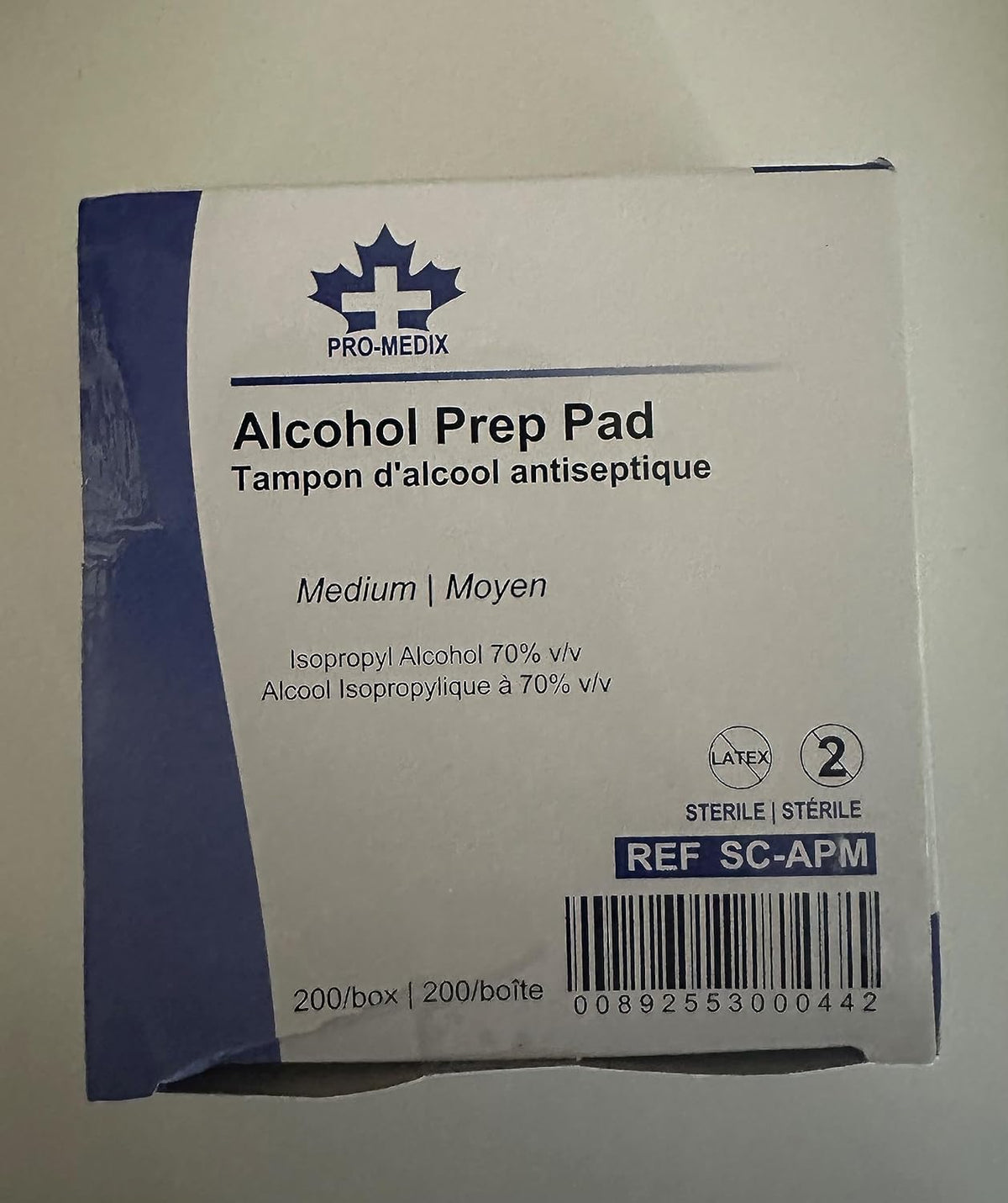Pro-Medix Alcohol Prep Pad by STEVENS | Sterile Wipes | Medium Size | 2-Ply Cotton 70% Isopropyl Individually Wrapped (400 Pads)