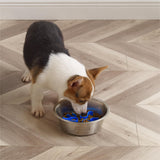 Outward Hound Fun Feeder Slo Bowl, Flower Pattern, Purple, Large, 11.8" | Slows Fast Eaters, Can Aid Digestion, Holds 4 Cups Dry or Wet Food, Non-Slip Base, Easy Clean, No BPA, Medium to Large Dogs