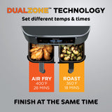 Ninja DualZone Air Fryer, 8 Qt/7.6L, 6-in-1, Grey, DZ801C | Air fry, broil, roast, bake, reheat, dehydrate, 2x4 Qt/3.8L zones, Smart Finish, Match Cook