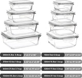 Vtopmart 8 Pack Glass Food Storage Containers with Lids, Grey | Meal Prep Containers, Airtight Lids for Leftover, On-the-go, Safe for Microwave, Oven, Freezer and Dishwasher