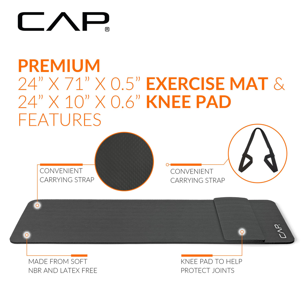 CAP Barbell 1/2-Inch High Density Exercise Yoga Mat with Strap | Multiple Options – view 17