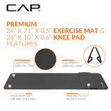 CAP Barbell 1/2-Inch High Density Exercise Yoga Mat with Strap | Multiple Options