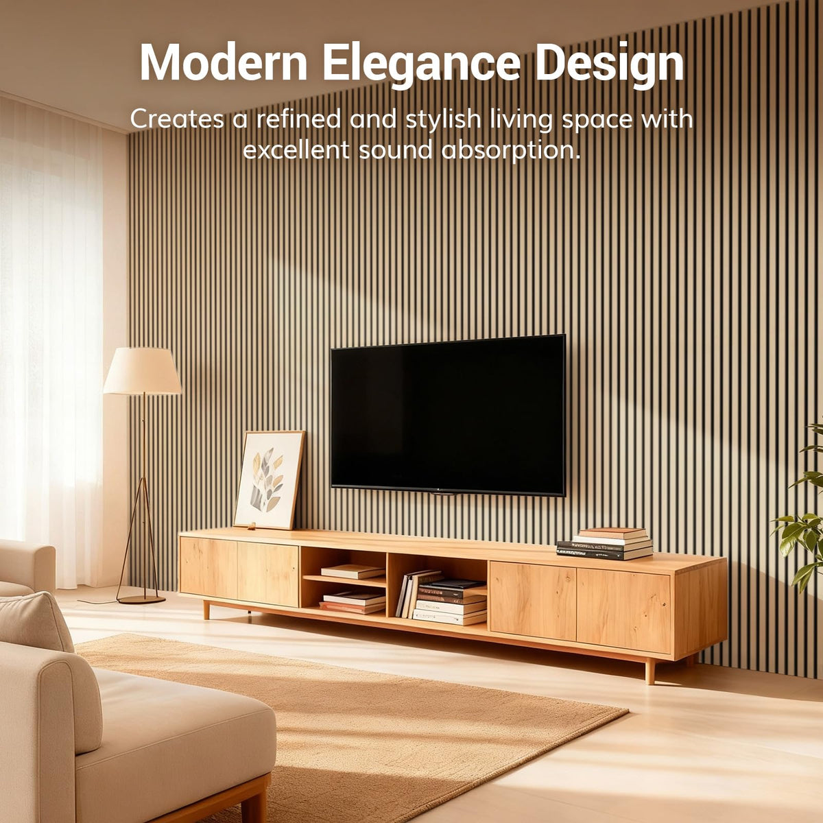 TONOR 4 Pack Acoustic Panels, Wood Panels for Walls, 47.2" x 23.6" Panneau Acoustique Mural, Flexible Slat Wall Panel for Home, Studio, Office, Brown – view 13