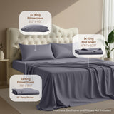 King Sheets Set, 4 Pieces 16" Deep Pocket Hotel Luxury Bed Sheets, Black | Extra Soft Bedsheet Set, Comfy & Breathable Cooling Sheets, Wrinkle & Fade Resistant, Fitted Sheet, Flat Sheet, 2 Pillowcases