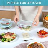 Vtopmart 8 Pack Glass Food Storage Containers with Lids, Grey | Meal Prep Containers, Airtight Lids for Leftover, On-the-go, Safe for Microwave, Oven, Freezer and Dishwasher
