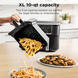 Ninja DualZone Air Fryer, 8 Qt/7.6L, 6-in-1, Grey, DZ801C | Air fry, broil, roast, bake, reheat, dehydrate, 2x4 Qt/3.8L zones, Smart Finish, Match Cook