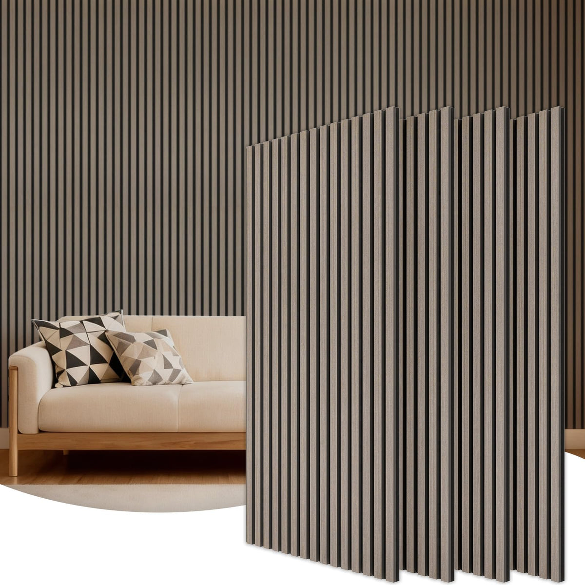 TONOR 4 Pack Acoustic Panels, Wood Panels for Walls, 47.2" x 23.6" Panneau Acoustique Mural, Flexible Slat Wall Panel for Home, Studio, Office, Brown – view 7