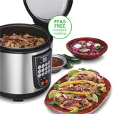 Hamilton Beach Digital Programmable Rice Cooker & Food Steamer, 14 Cups Cooked (7 Cups Uncooked), Stainless Steel, Steam & Rinse Basket, Delay Start, Model 37548MN