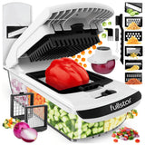 Fullstar Pro Original - Vegetable Chopper, Cutter & Spiralizer - 4 Blades | Onion, Salad & Veggie Dicer - Fast Food Prep Kitchen Gadgets & Cooking Gifts (4-in-1, White)