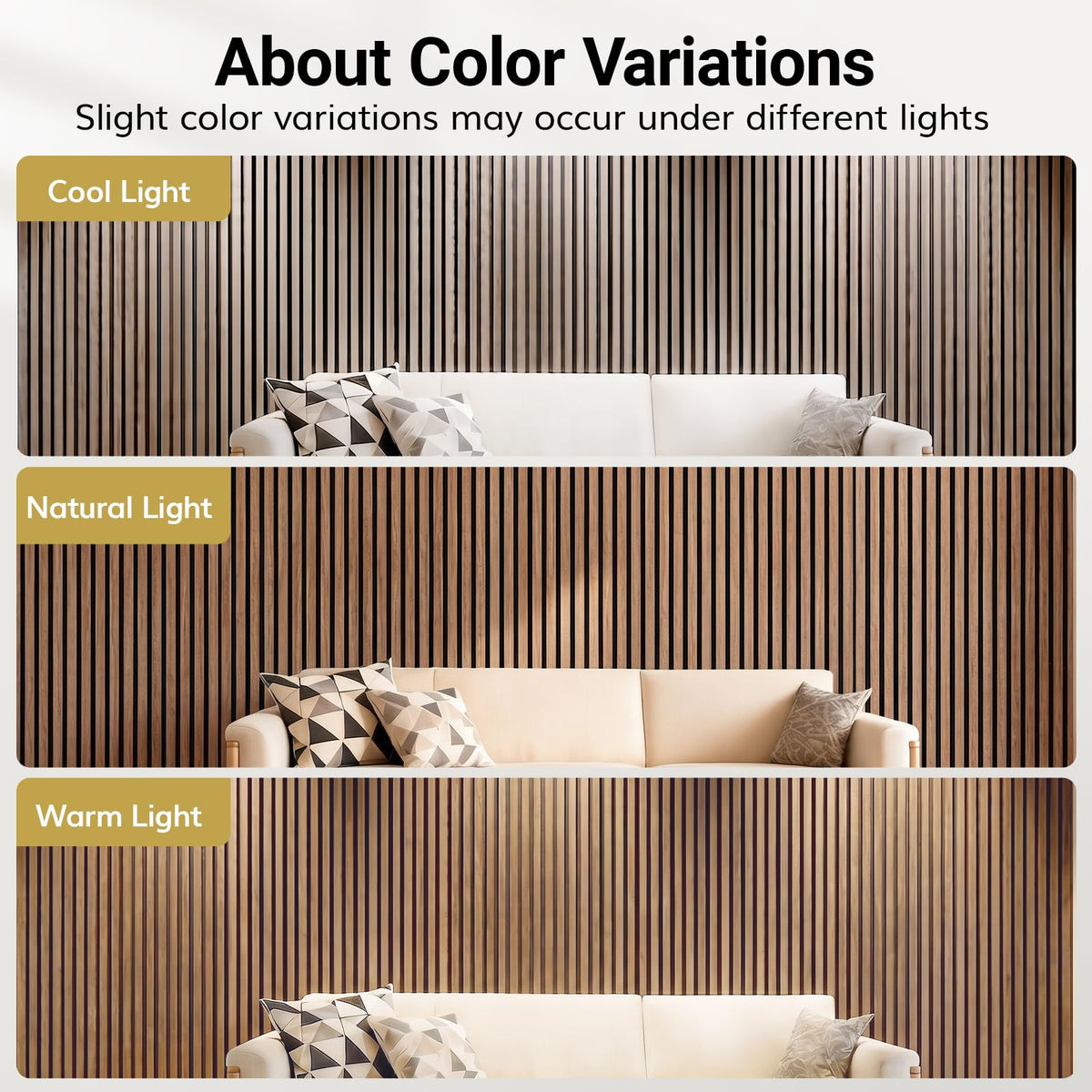 TONOR 4 Pack Acoustic Panels, Wood Panels for Walls, 47.2" x 23.6" Panneau Acoustique Mural, Flexible Slat Wall Panel for Home, Studio, Office, Brown