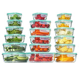 Vtopmart 8 Pack Glass Food Storage Containers with Lids, Grey | Meal Prep Containers, Airtight Lids for Leftover, On-the-go, Safe for Microwave, Oven, Freezer and Dishwasher