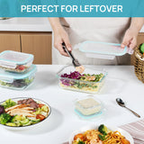 Vtopmart 8 Pack Glass Food Storage Containers with Lids, Grey | Meal Prep Containers, Airtight Lids for Leftover, On-the-go, Safe for Microwave, Oven, Freezer and Dishwasher