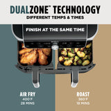 Ninja DualZone Air Fryer, 8 Qt/7.6L, 6-in-1, Grey, DZ801C | Air fry, broil, roast, bake, reheat, dehydrate, 2x4 Qt/3.8L zones, Smart Finish, Match Cook