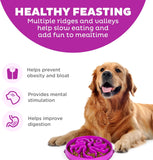 Outward Hound Fun Feeder Slo Bowl, Flower Pattern, Purple, Large, 11.8" | Slows Fast Eaters, Can Aid Digestion, Holds 4 Cups Dry or Wet Food, Non-Slip Base, Easy Clean, No BPA, Medium to Large Dogs