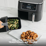 Ninja DualZone Air Fryer, 8 Qt/7.6L, 6-in-1, Grey, DZ801C | Air fry, broil, roast, bake, reheat, dehydrate, 2x4 Qt/3.8L zones, Smart Finish, Match Cook