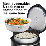 Hamilton Beach Digital Programmable Rice Cooker & Food Steamer, 14 Cups Cooked (7 Cups Uncooked), Stainless Steel, Steam & Rinse Basket, Delay Start, Model 37548MN