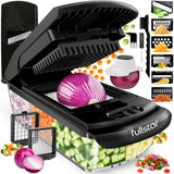 Fullstar Pro Original - Vegetable Chopper, Cutter & Spiralizer - 4 Blades | Onion, Salad & Veggie Dicer - Fast Food Prep Kitchen Gadgets & Cooking Gifts (4-in-1, White)