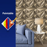Art3dwallpanels PVC 3D Wall Panel Diamond for Interior Wall Décor in Black, 19.7" x 19.7" Wall Decor PVC Panel, 3D Textured Wall Panels, Pack of 12 Tiles