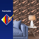 Art3dwallpanels PVC 3D Wall Panel Diamond for Interior Wall Décor in Black, 19.7" x 19.7" Wall Decor PVC Panel, 3D Textured Wall Panels, Pack of 12 Tiles