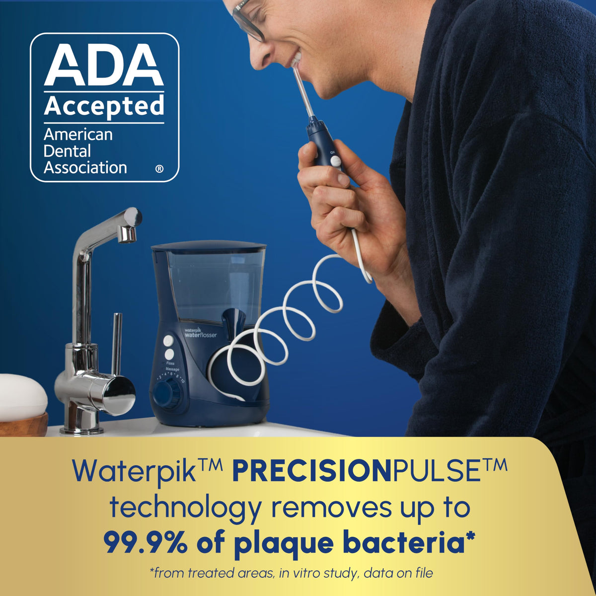 Waterpik Aquarius Water Flosser For Teeth Cleaning, Gums, Braces, Dental Care, Electric Power With 10 Settings, 7 Tips For Multiple Users & Needs, CDA Validated, Black WP-662, Packaging May Vary | 10 pressure settings, For gums, braces, implants and teeth – view 23