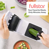 Fullstar Pro Original - Vegetable Chopper, Cutter & Spiralizer - 4 Blades | Onion, Salad & Veggie Dicer - Fast Food Prep Kitchen Gadgets & Cooking Gifts (4-in-1, White)