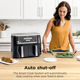 Ninja DualZone Air Fryer, 8 Qt/7.6L, 6-in-1, Grey, DZ801C | Air fry, broil, roast, bake, reheat, dehydrate, 2x4 Qt/3.8L zones, Smart Finish, Match Cook