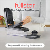 Fullstar Pro Original - Vegetable Chopper, Cutter & Spiralizer - 4 Blades | Onion, Salad & Veggie Dicer - Fast Food Prep Kitchen Gadgets & Cooking Gifts (4-in-1, White)