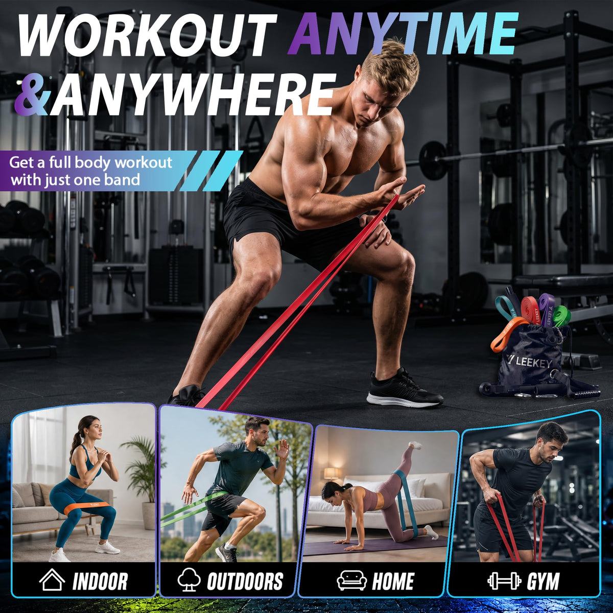 LEEKEY Resistance Bands, Exercise Bands Pull Up Assist Bands - Workout Bands Set - Mobility Band Powerlifting Bands for Men and Women Fitness Training, Physical Therapy,Home Workouts