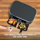 Ninja DualZone Air Fryer, 8 Qt/7.6L, 6-in-1, Grey, DZ801C | Air fry, broil, roast, bake, reheat, dehydrate, 2x4 Qt/3.8L zones, Smart Finish, Match Cook