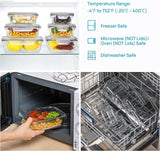 Vtopmart 8 Pack Glass Food Storage Containers with Lids, Grey | Meal Prep Containers, Airtight Lids for Leftover, On-the-go, Safe for Microwave, Oven, Freezer and Dishwasher