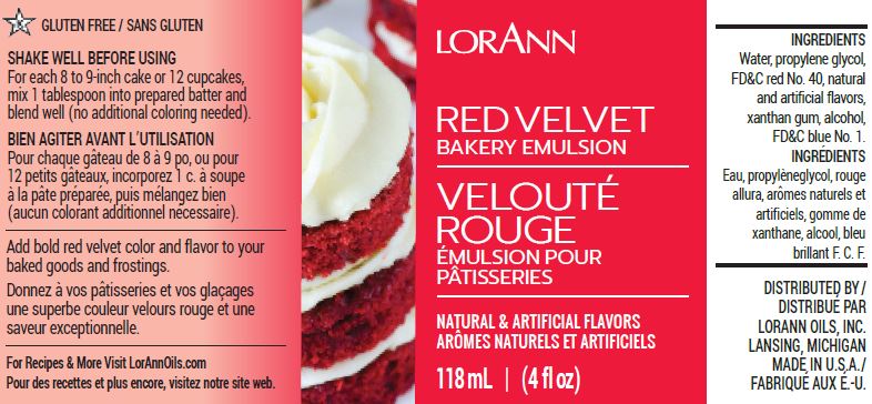 Fun Foods Canada Red Velvet Bakery Emulsion - 4 oz. - 16 oz. - 1 Gallon - 5 Gallons - Bakery Emulsions Canada - Ships Free Within Canada on Orders Above CAD $199 – view 4