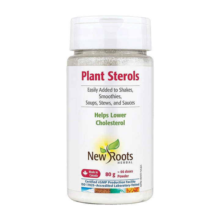New Roots Herbal Plant Sterols Supplement Powder, 80 g, 66 Servings | Plant Sterol Powder, Cholesterol Support, Blends Into Meals, No Non-Medicinal Ingredients, 1.2g per 1/2 tsp, Canada-Made
