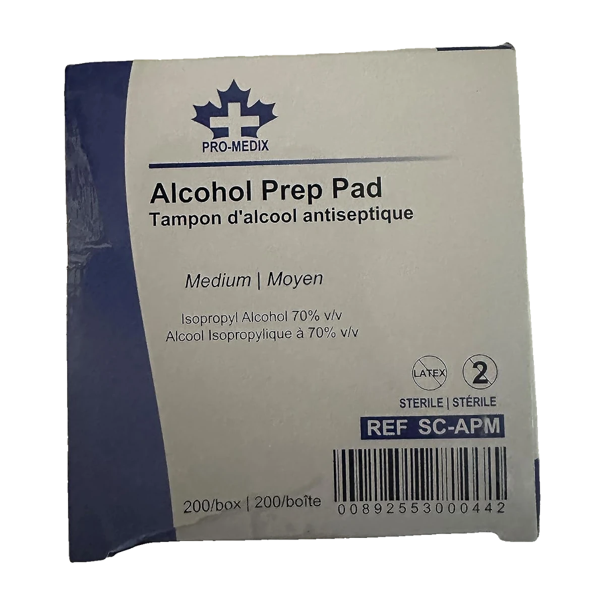 Pro-Medix Alcohol Prep Pad by STEVENS | Sterile Wipes | Medium Size | 2-Ply Cotton 70% Isopropyl Individually Wrapped (400 Pads)