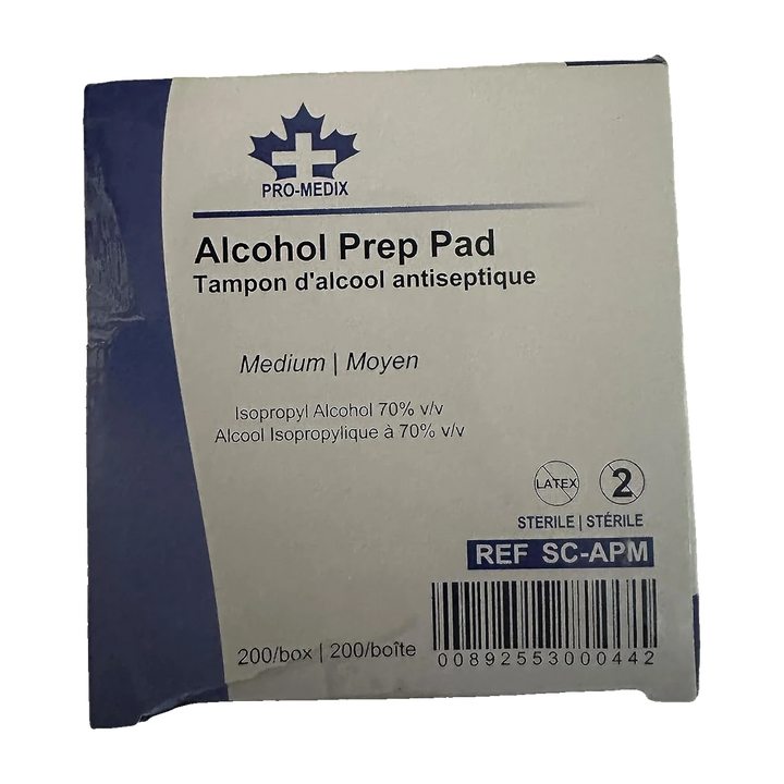 Pro-Medix Alcohol Prep Pad by STEVENS | Sterile Wipes | Medium Size | 2-Ply Cotton 70% Isopropyl Individually Wrapped (400 Pads)