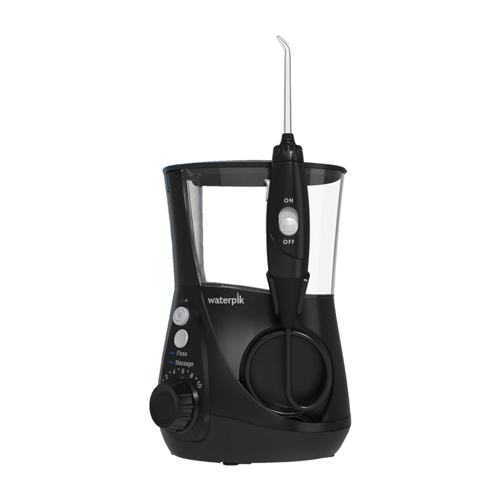 Waterpik Aquarius Water Flosser For Teeth Cleaning, Gums, Braces, Dental Care, Electric Power With 10 Settings, 7 Tips For Multiple Users & Needs, CDA Validated, Black WP-662, Packaging May Vary | 10 pressure settings, For gums, braces, implants and teeth